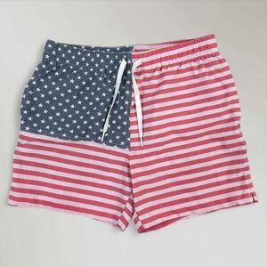 Chubbies Swim Trunks Men's Med 5.5 Inch Blue Red Flag 4th July Brief Mesh Liner